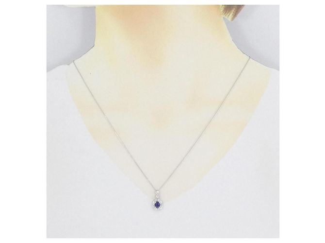 Autre Marque Au750 Saphir-Diamant-Halskette Silber - Ansicht 6