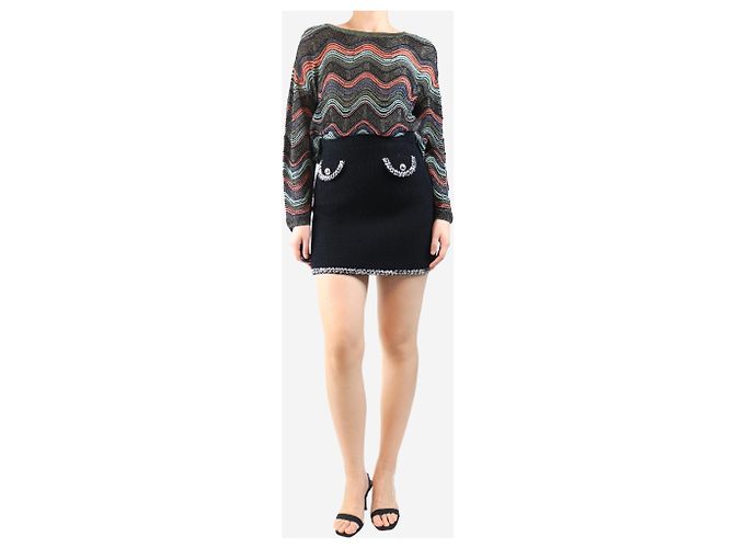 Louis Vuitton Falda mini texturizada negra con muesca - talla UK 10 Negro - vista 2