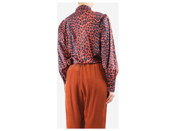 Ganni Rote Leopardenmuster-Bluse - Größe UK 12 - Ansicht 2