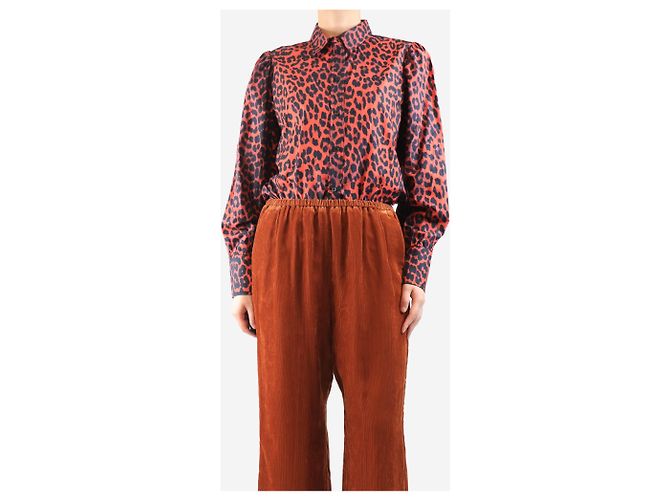 Ganni Rote Leopardenmuster-Bluse - Größe UK 12 - Ansicht 4