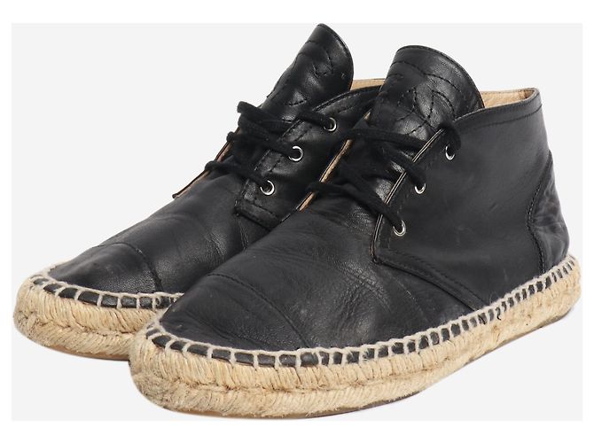 Chanel Espadrillas in pelle nere alte - taglia EU 38 (UK 5) Nero - vista 2