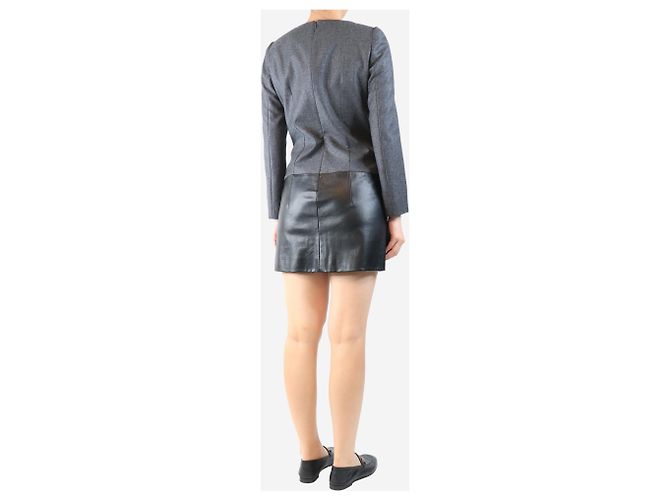 Alexander Mcqueen Abito mini in lana e pelle grigio scuro - taglia UK 10 - vista 2