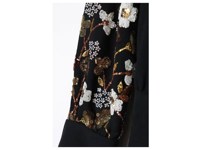 Miu Miu Schwarzes, verziertes Crepe-Midikleid - Größe UK 10 - Ansicht 4