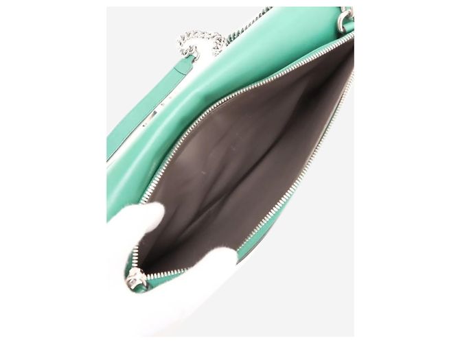 Gucci Bolsa de ombro de couro verde com corrente Interlocking G - vista 10
