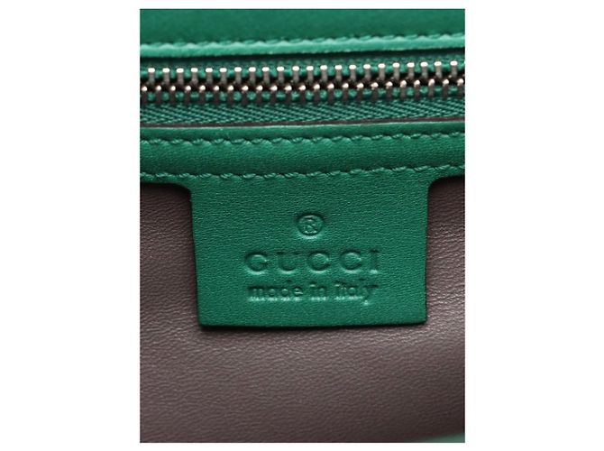 Gucci Bolsa de ombro de couro verde com corrente Interlocking G - vista 11