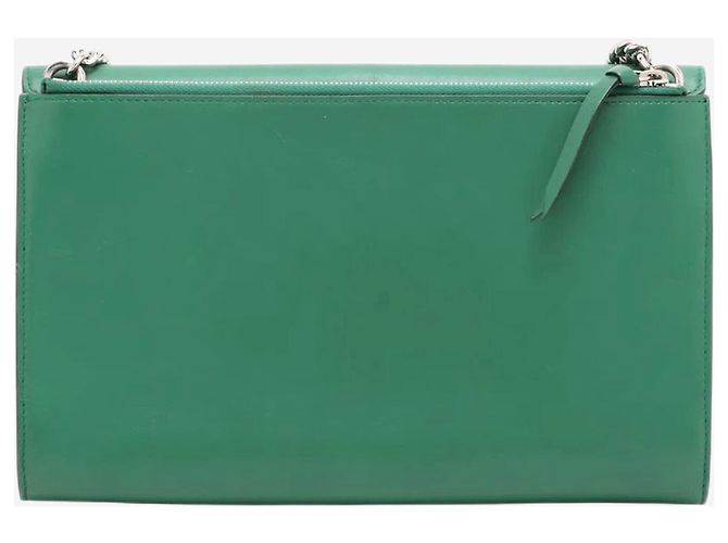 Gucci Bolsa de ombro de couro verde com corrente Interlocking G - vista 2