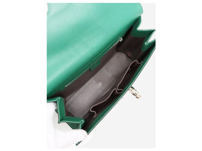 Gucci Bolsa de ombro de couro verde com corrente Interlocking G - vista 6