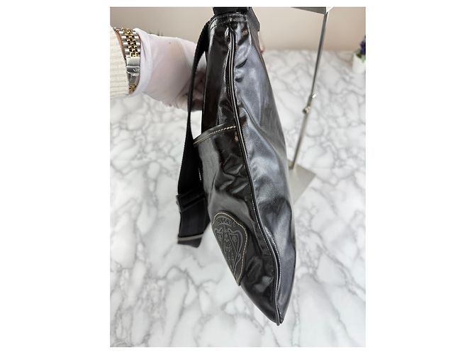 Borsa a tracolla Gucci in pelle nera lucida Nero - vista 12