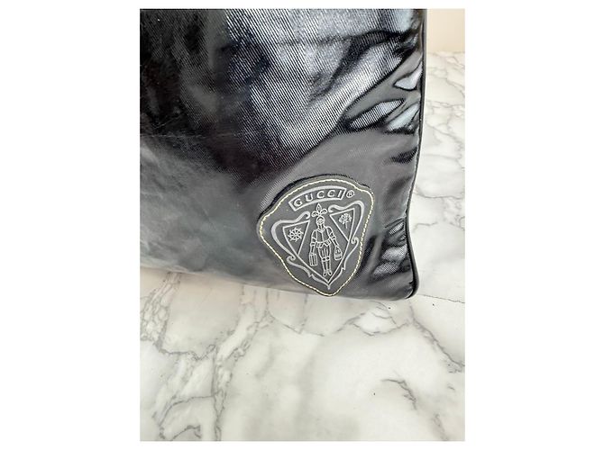 Borsa a tracolla Gucci in pelle nera lucida Nero - vista 6
