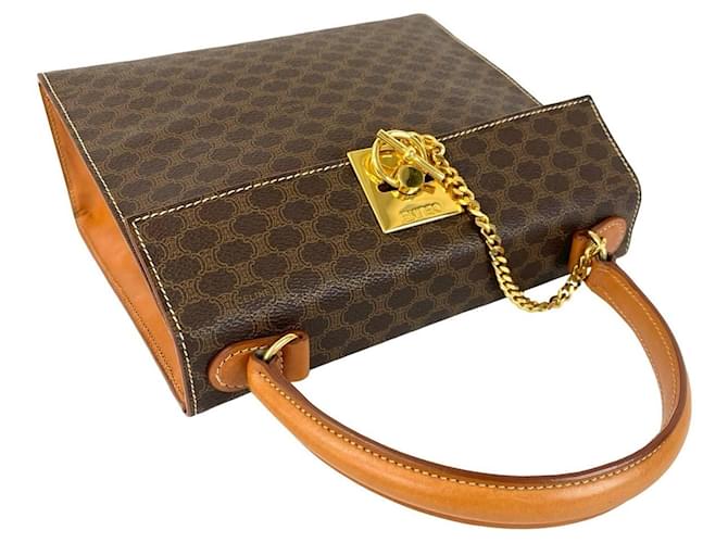 Céline Borsa a mano Celine Macadam Blason Triomphe Marrone - vista 4