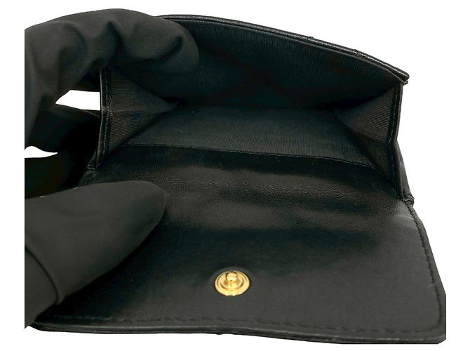 Portafoglio tri-fold in pelle di agnello matelassé Coco Mark Chanel 19 Nero - vista 10