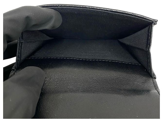 Chanel 19 Coco Mark Lammnappa Tri-Fold Geldbörse Schwarz - Ansicht 10