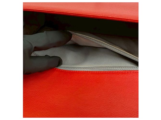 Borsa semi a spalla in pelle con catena Chanel Boy Chanel Coco Mark Rosso - vista 10