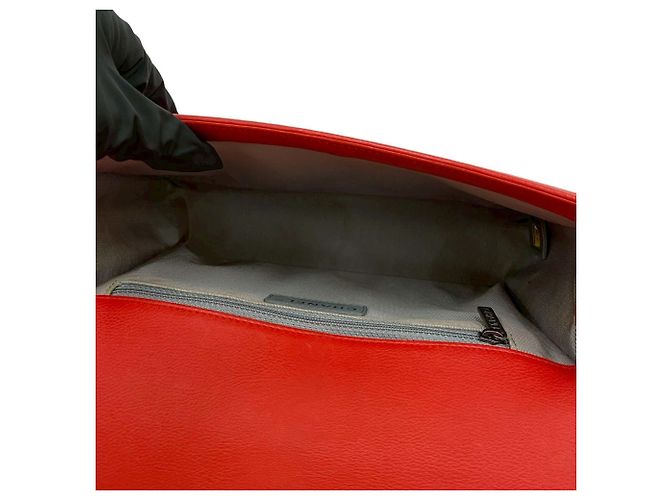 Borsa semi a spalla in pelle con catena Chanel Boy Chanel Coco Mark Rosso - vista 9