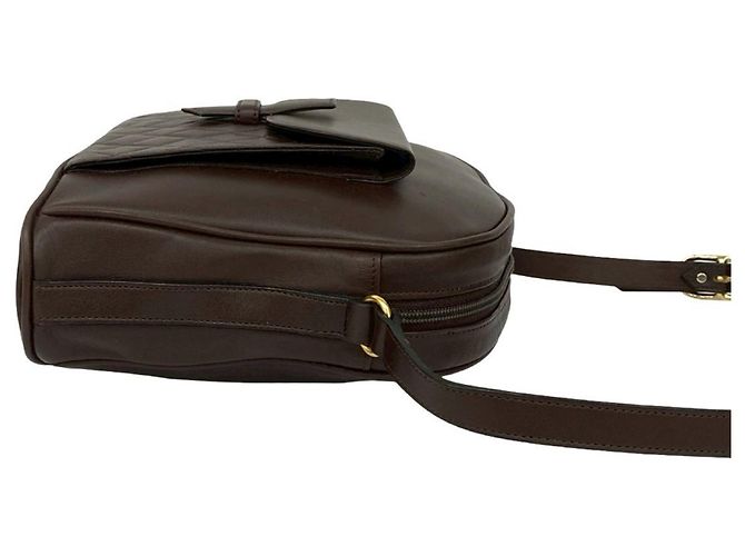 Borsa a Spalla in Pelle Trapuntata Yves Saint Laurent Marrone - vista 6