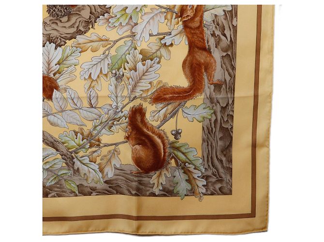 Bufanda de seda Casse Noisette marrón Hermès 90 Castaño Beige - vista 6