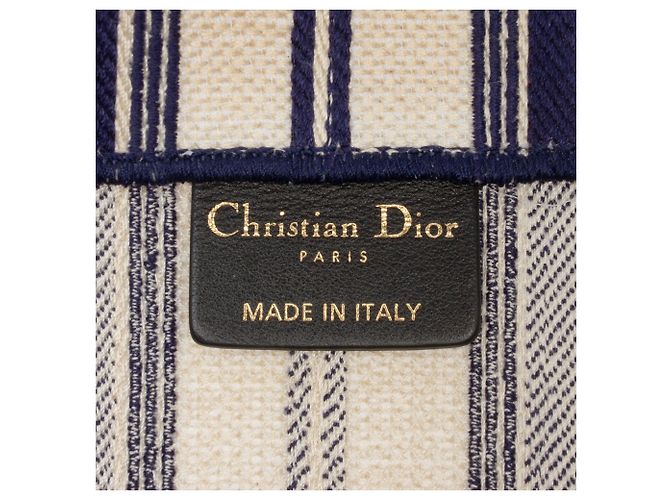 Book Tote Dior Blau Große Canvas Gestreifte Tasche Marineblau - Ansicht 5