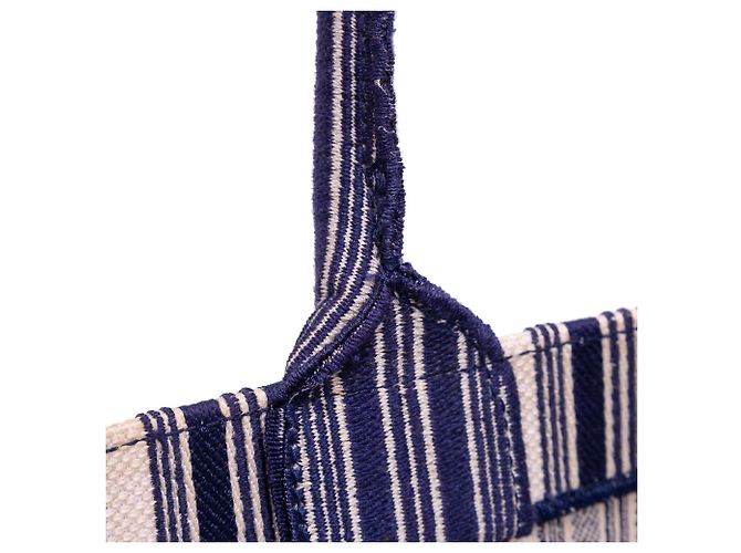 Book Tote Dior Blau Große Canvas Gestreifte Tasche Marineblau - Ansicht 9