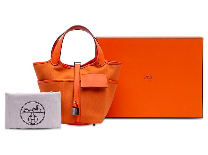 Hermès Arancione Toile Goeland e Swift Cargo Picotin Lock 18 - vista 12