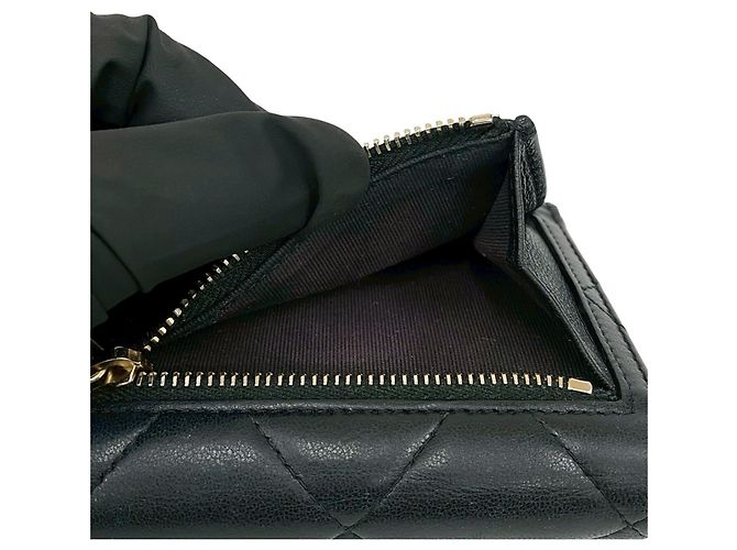 Cartera tri-fold de cuero de cordero Coco Mark Chanel 19 Negro - vista 10