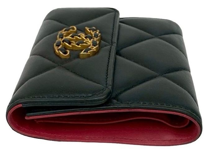 Cartera tri-fold de cuero de cordero Coco Mark Chanel 19 Negro - vista 4