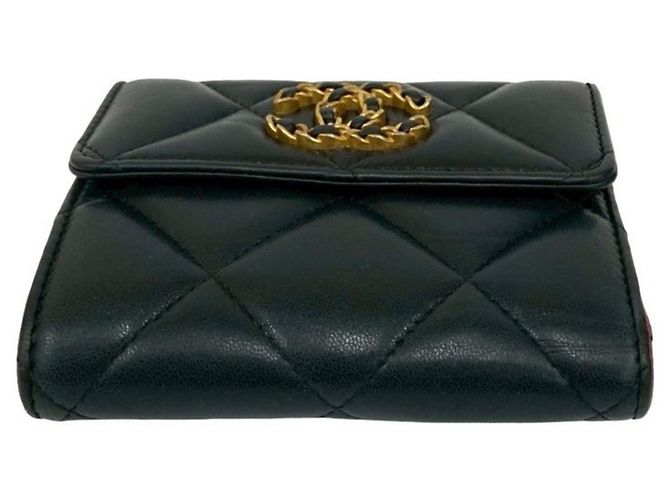 Cartera tri-fold de cuero de cordero Coco Mark Chanel 19 Negro - vista 6