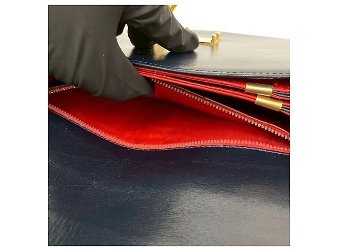 Céline Pochette in pelle di vitello blu navy Celine - vista 10