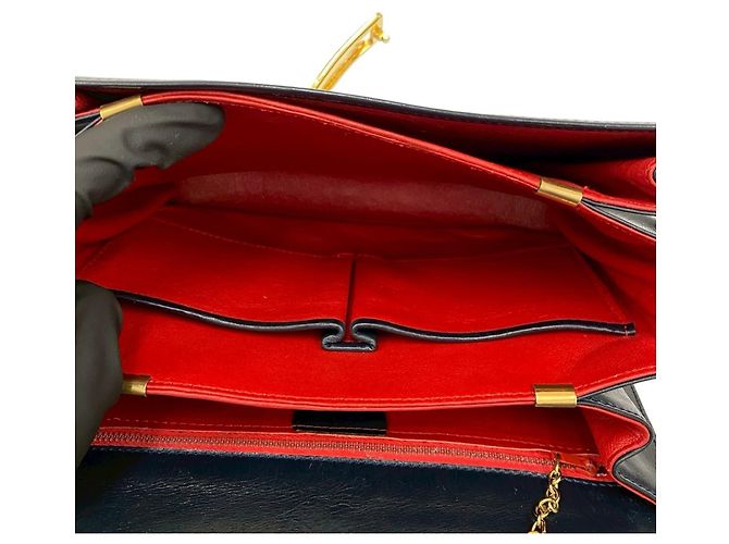 Céline Pochette in pelle di vitello blu navy Celine - vista 9