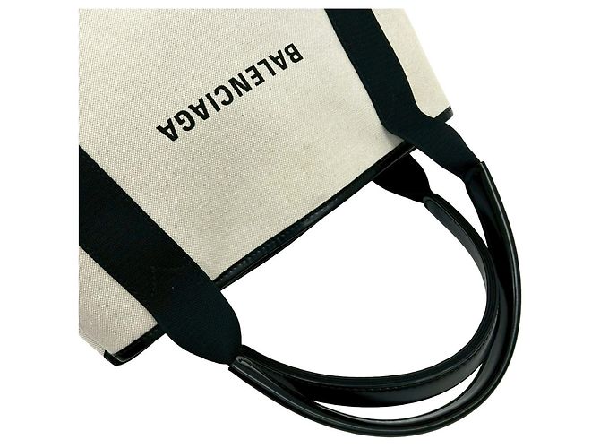Borsa tote S logo Balenciaga blu navy Nero Crudo - vista 4