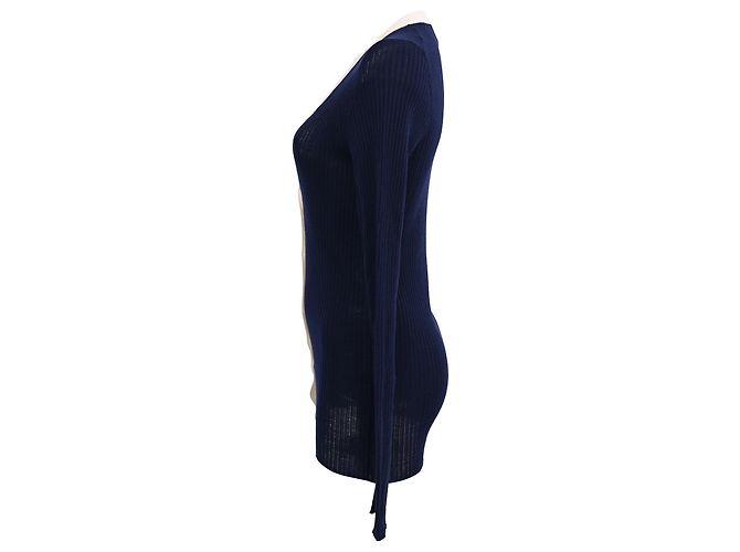 Prada V-Ausschnitt-Cardigan aus marineblauem Kaschmir - Ansicht 2