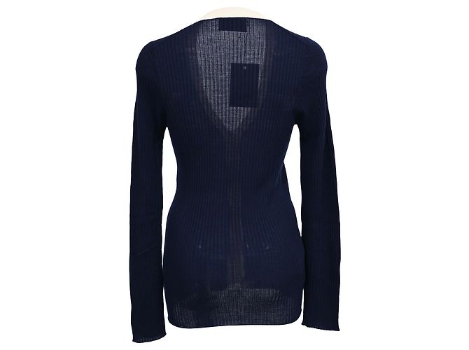 Prada V-Ausschnitt-Cardigan aus marineblauem Kaschmir - Ansicht 3