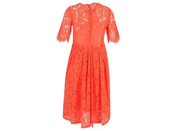 Ganni Midikleid aus rotem Polyester mit Spitzen-Details - Ansicht 3