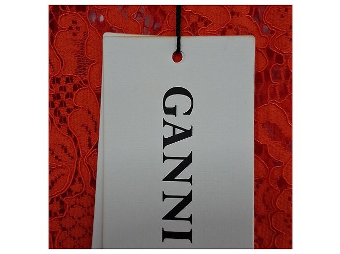 Ganni Midikleid aus rotem Polyester mit Spitzen-Details - Ansicht 6