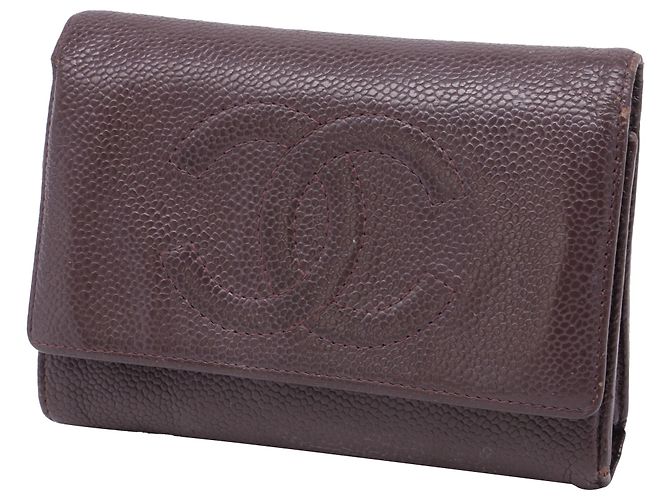 Timeless Cartera Tri-Fold Atemporal de Chanel en Cuero Caviar Burdeos Roja - vista 2