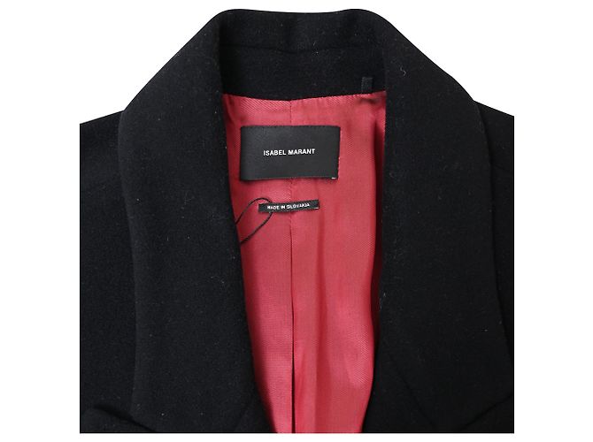 Doppelt gefütterter Mantel von Isabel Marant mit Taschen aus schwarzer Wolle - Ansicht 5