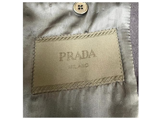 Double Prada Doppelreiher-Fellmantel aus marineblauer Schurwolle - Ansicht 4