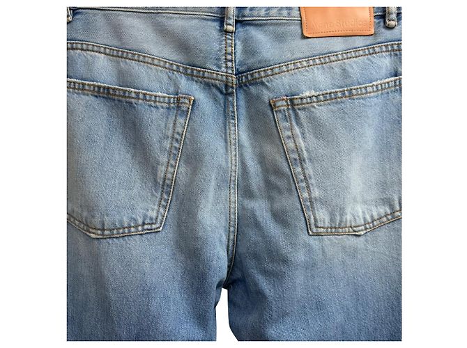 Jeans a gamba larga strappati in cotone blu Acne Studios - vista 3