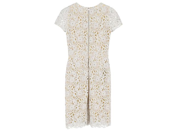 Vestido midi em algodão branco com detalhes em renda Burberry Prorsum - vista 2