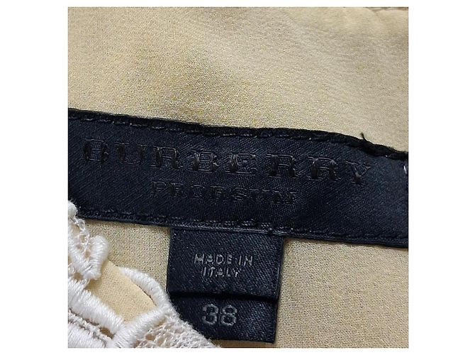 Vestido midi em algodão branco com detalhes em renda Burberry Prorsum - vista 5