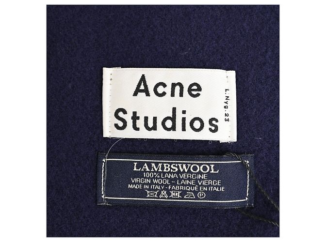 Fransen-Schal von Acne Studios aus marineblauer Wolle - Ansicht 3