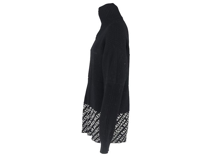 Balenciaga Panelled Halb-Zip Pullover aus schwarzer Wolle - Ansicht 2