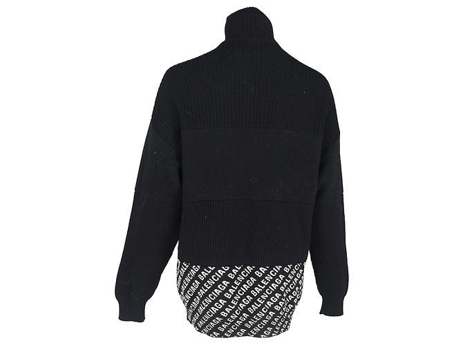 Balenciaga Panelled Halb-Zip Pullover aus schwarzer Wolle - Ansicht 3