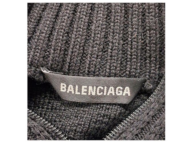 Balenciaga Panelled Halb-Zip Pullover aus schwarzer Wolle - Ansicht 4