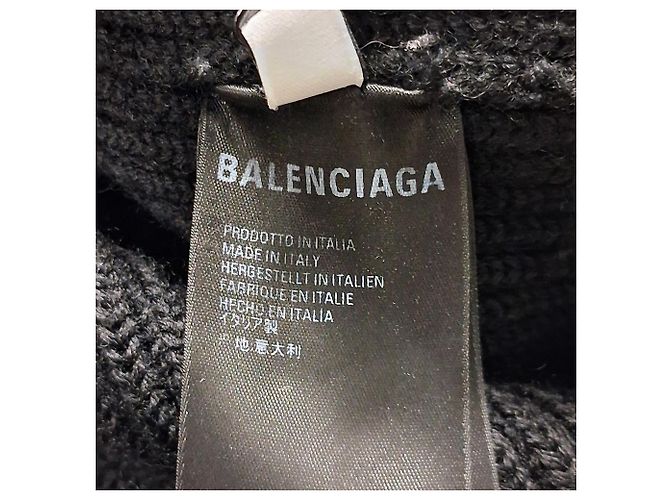 Balenciaga Panelled Halb-Zip Pullover aus schwarzer Wolle - Ansicht 5