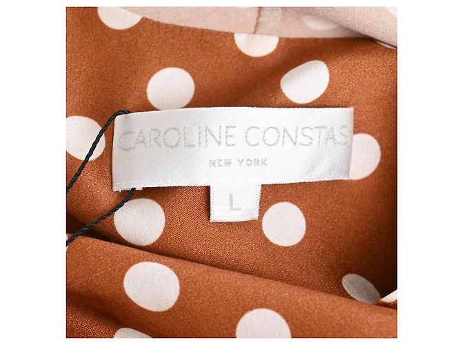 Autre Marque Blusa de seda marrom com estampa de bolinhas e nó frontal Caroline Constas Vermelho - vista 4