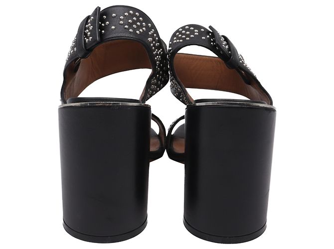 Sandali con tacco a blocco e cinturino alla caviglia con borchie in pelle nera di Givenchy Nero - vista 5