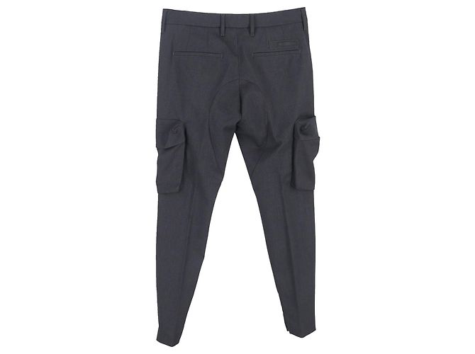 Pantalones cargo rectos Prada en lana gris oscuro - vista 2