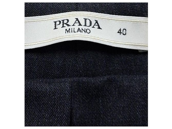 Pantalones cargo rectos Prada en lana gris oscuro - vista 3