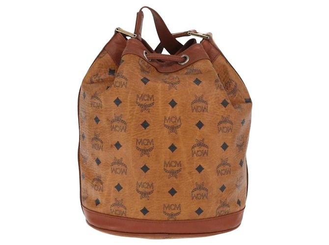 Borsa a spalla MCM Visetos in tela e pelle Marrone - vista 2