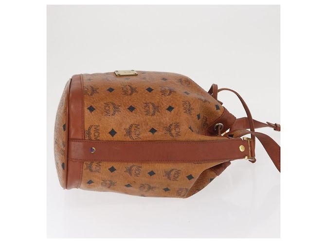 Borsa a spalla MCM Visetos in tela e pelle Marrone - vista 3